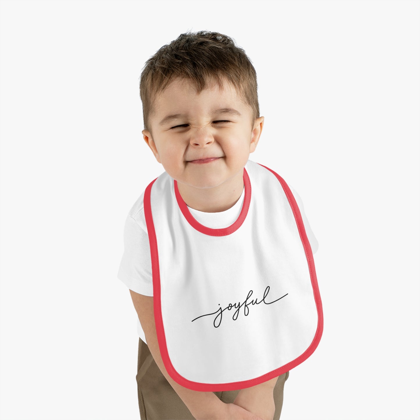 Joyful Christmas 2024 LImited Edition Baby Bib - Contrast Trim Jersey Bib for Mess-Free Mealtime